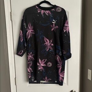 Puma Black Top with Pink and Blue Floral Design